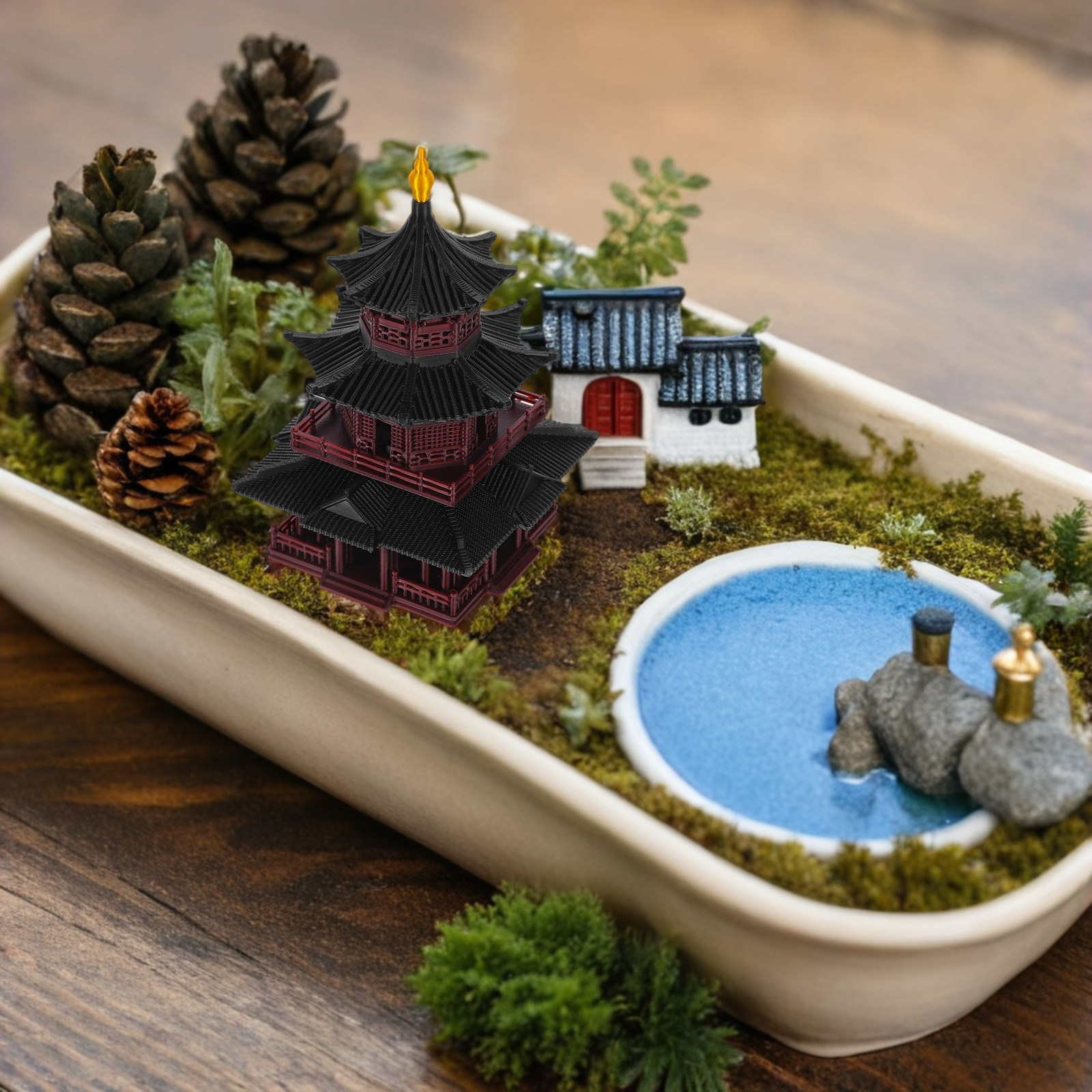 Escultura de Pagoda Zen Asiáti - Bonsai Garden Display reseña y precio